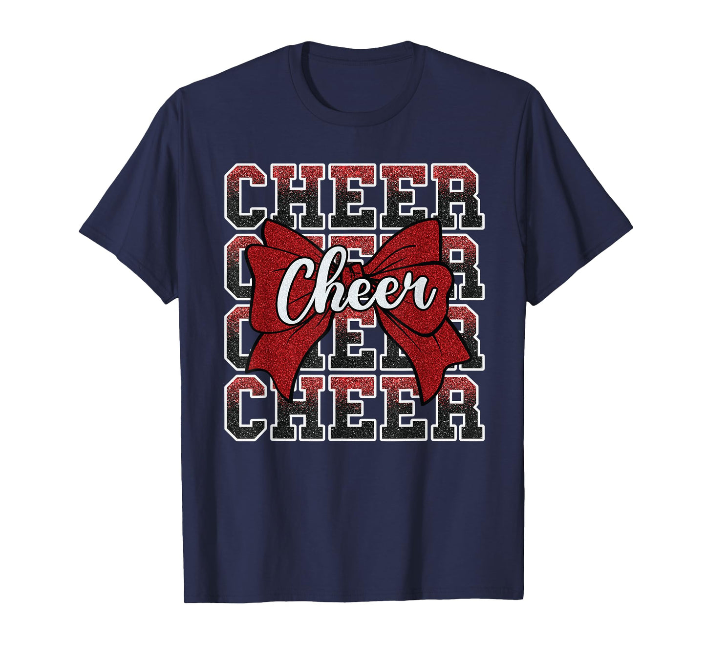 Coquette Cheer Bow Funny Sport Cheerleader Cheerleading Red T-Shirt