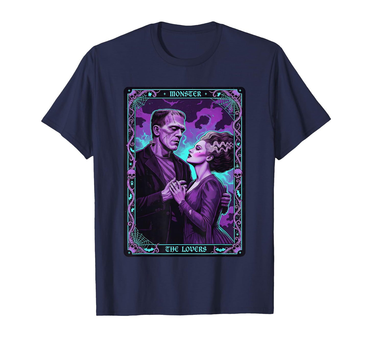 Monster Frankenstein Bride The Lovers Tarot Card Halloween T-Shirt