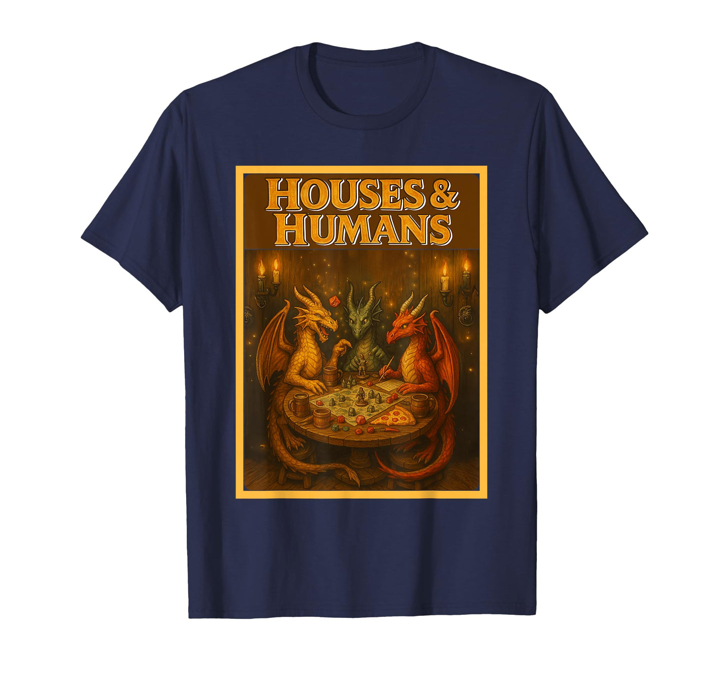 Gaming Houses Humans Funny RPG Parody Gamer Men Boys Kids T-Shirt