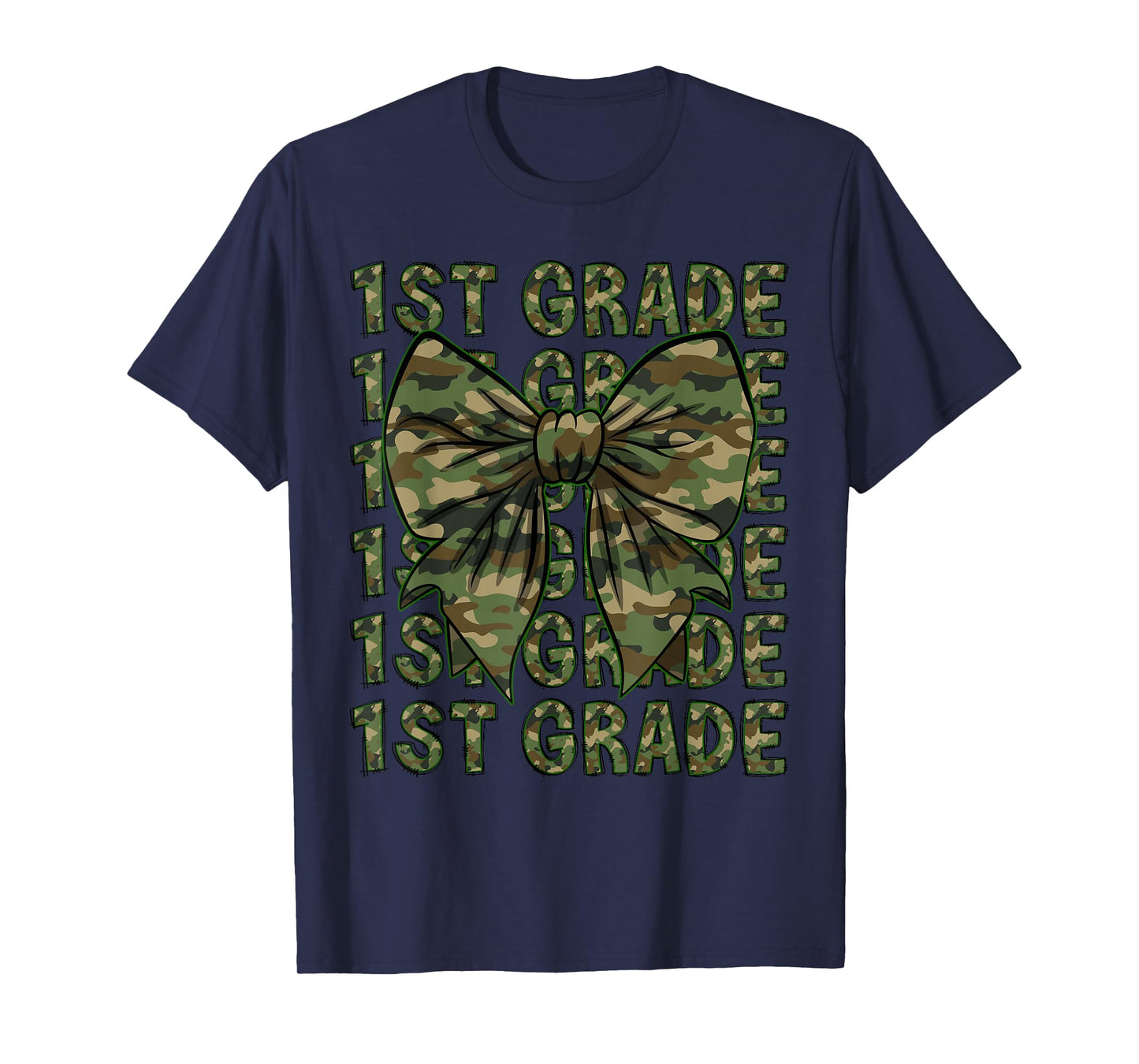 1st Grade Teacher Student Camo Bow Back to School T-Shirt