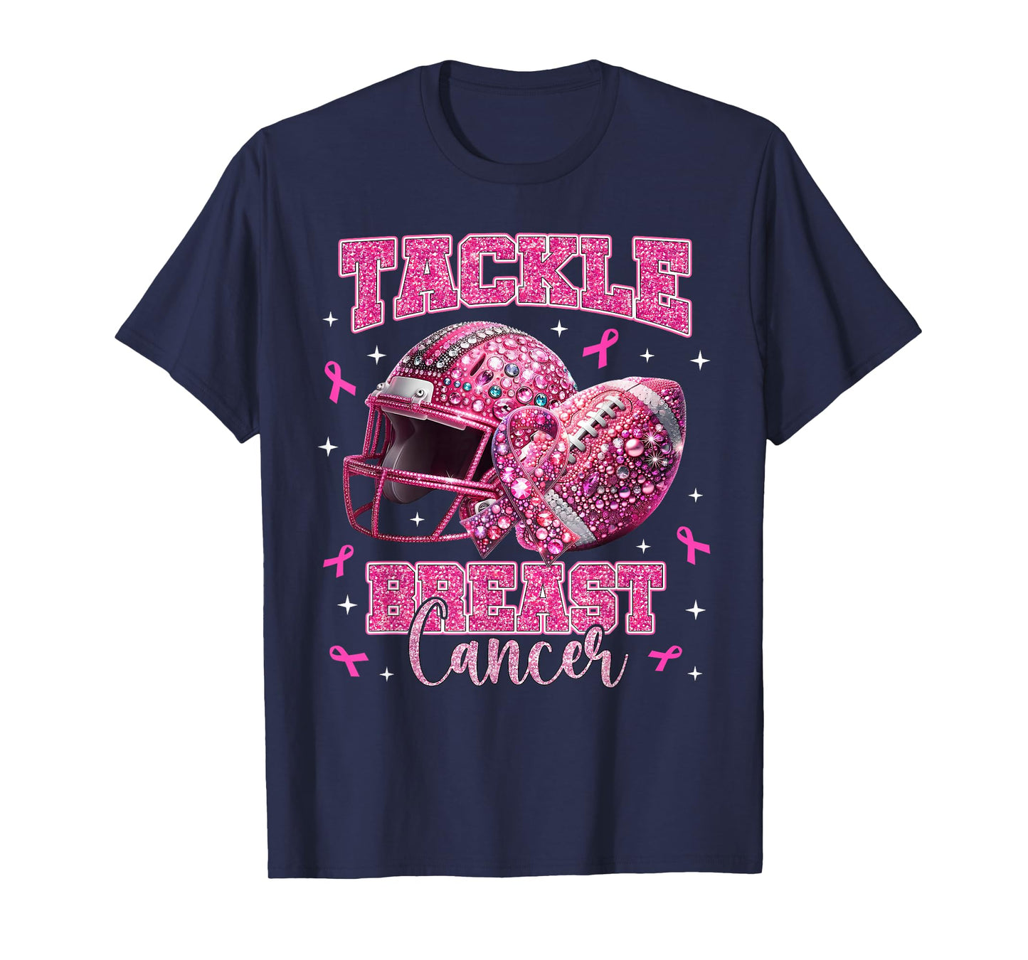 Tackle Breast Cancer Awareness American Football Pink Ribbon T-Shirt