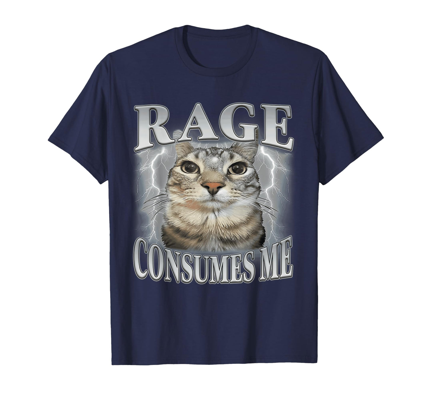 Rage Consumes Me Funny Silly Staring Cat Meme Women Men T-Shirt