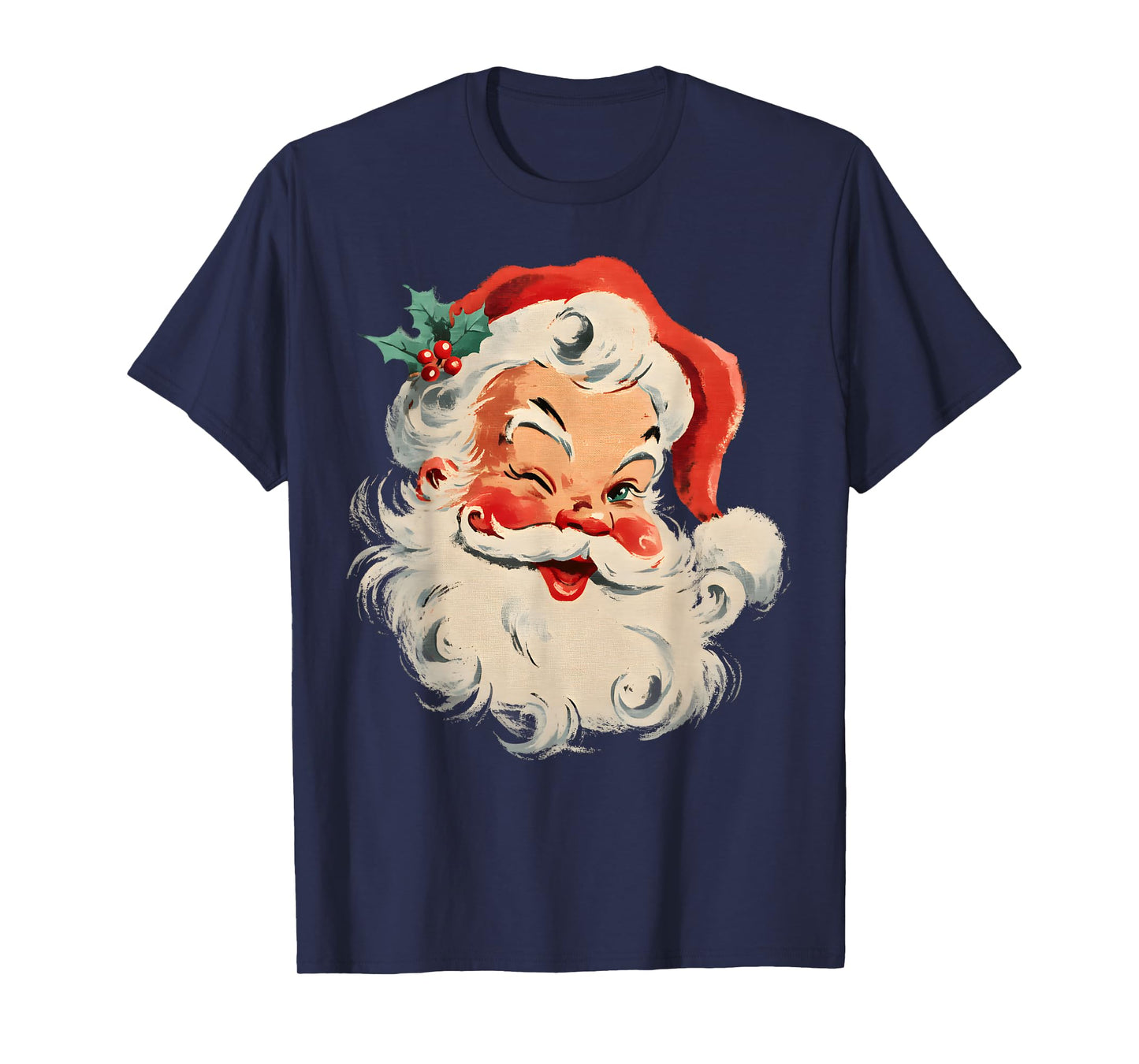 Vintage Retro Merry Christmas Cool Santa Claus Face T-Shirt