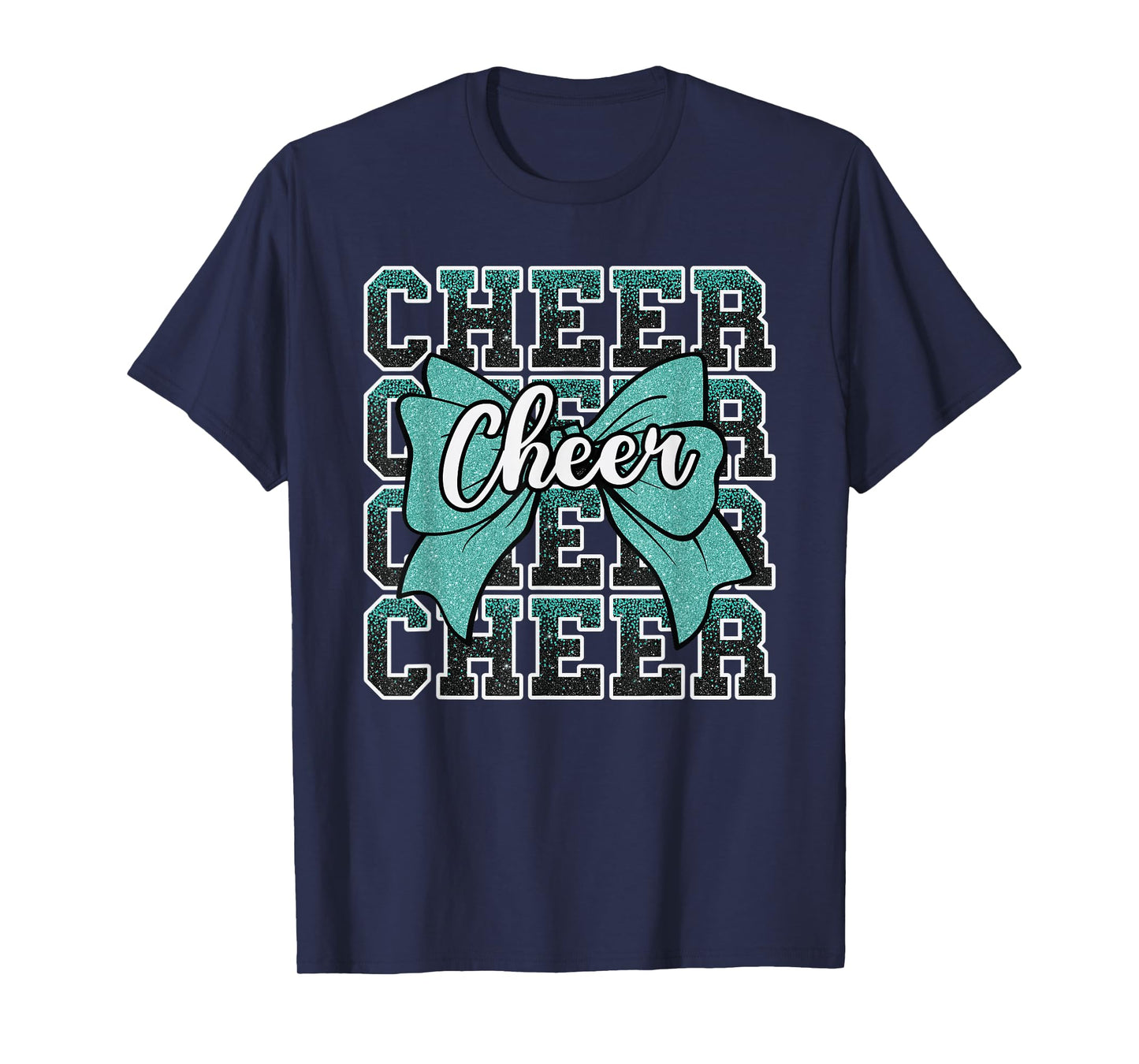 Coquette Cheer Bow Sport Cheerleader Cheerleading Teal Blue T-Shirt