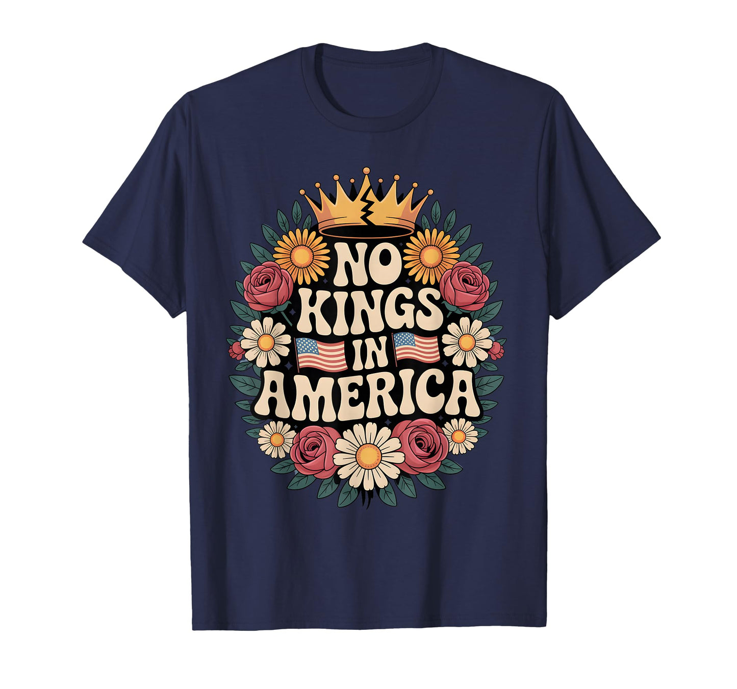 No Kings in America Patriotic Democracy Freedom Retro T-Shirt
