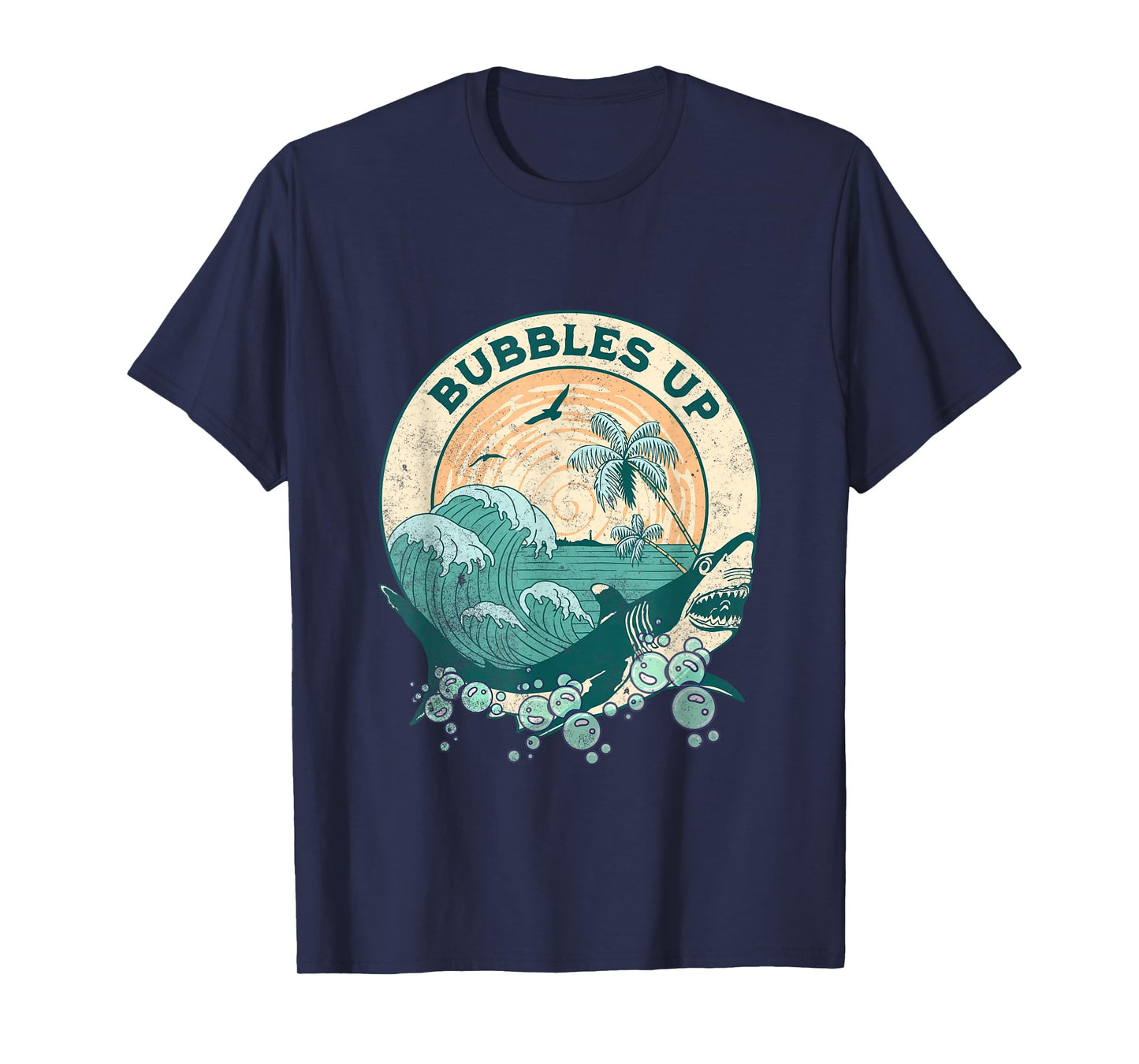 Cool Vintage Bubbles Up Shark For Men Women And Kids T-Shirt
