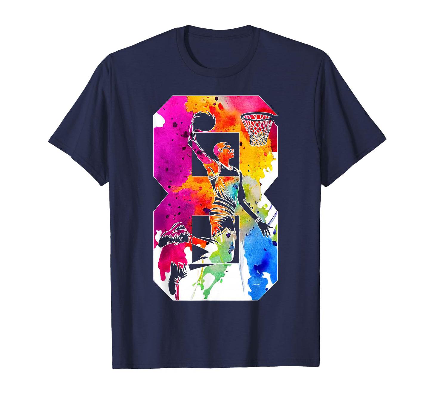8 YEARS NUMBER 8 BASKETBALL 8TH BIRTHDAY T-Shirt