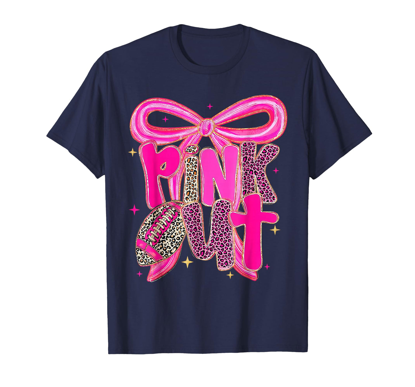 Pink Out Football Bow Preppy Breast Cancer Awareness Women T-Shirt