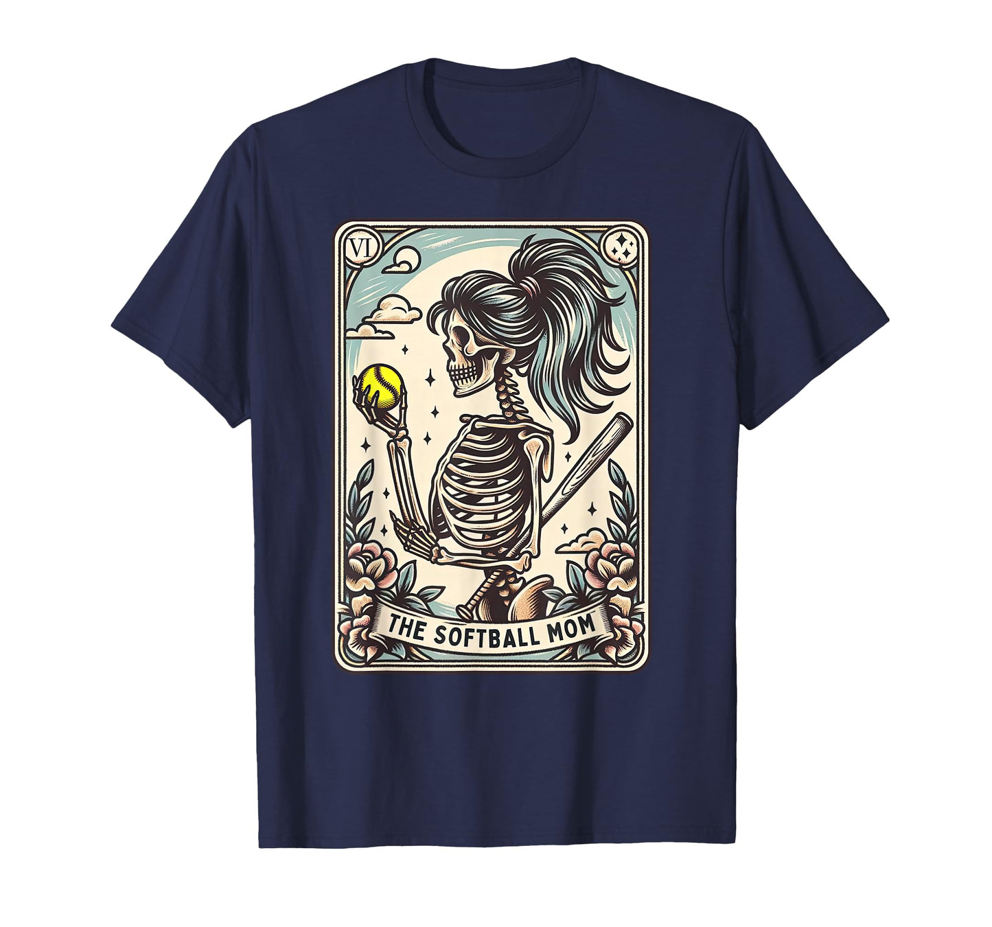 Softball Mom Tarot Card Skeleton Softball Mama Mothers Day T-Shirt