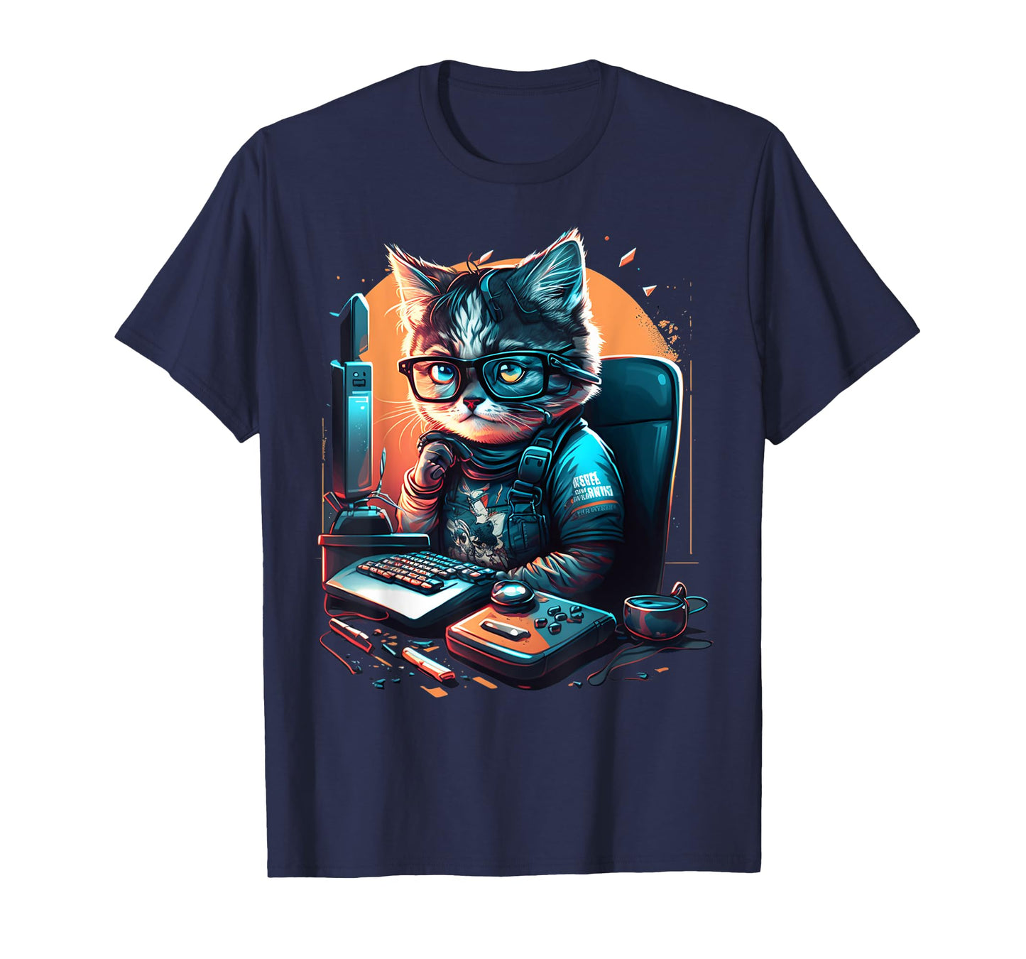 Cat Work On Computers with glasses cute cats Computer Nerd T-Shirt