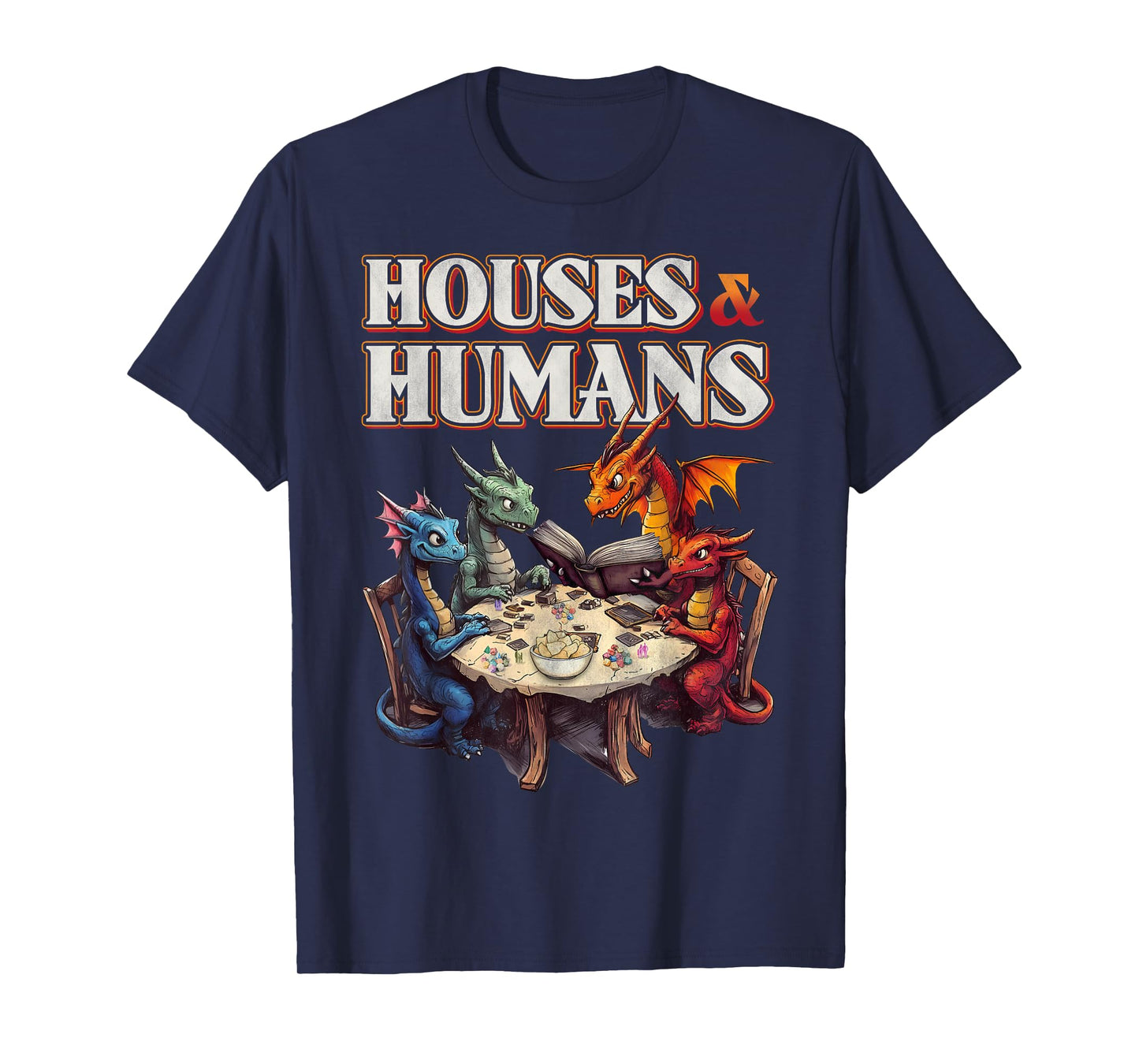 Gaming Houses Humans Funny RPG Parody Gamer Men Boys Kids T-Shirt