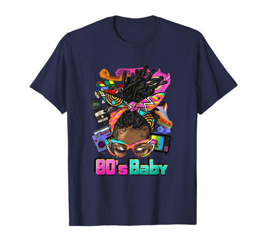 80's Baby Afro Messy Bun African American 1980's Retro T-Shirt