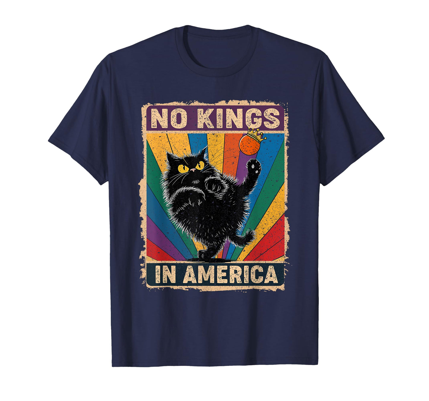No Kings in America Black Cat Political Anti Trump Protest T-Shirt for Men Women
