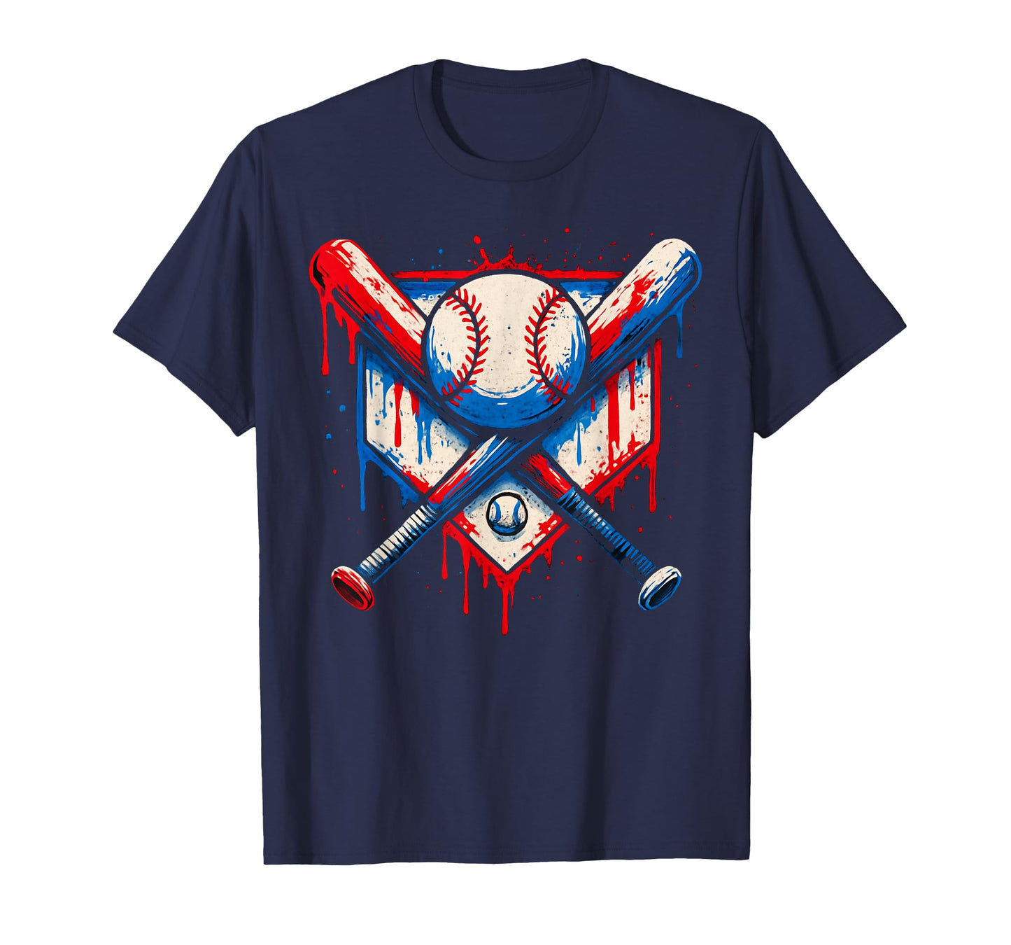 American Baseball Drip for Boys Graffiti Ball and Bat Youth T-Shirt