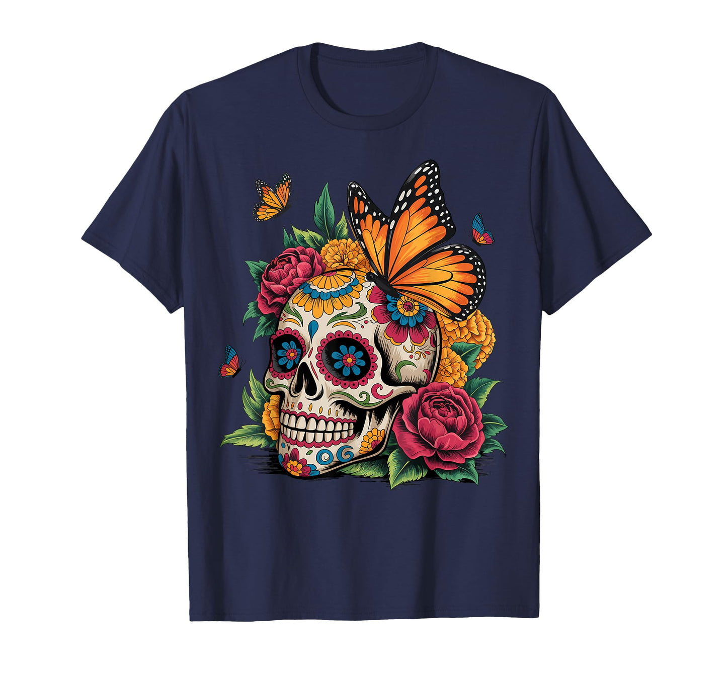 Dia de Los Muertos Floral Sugar Skull Gothic Day of The Dead T-Shirt