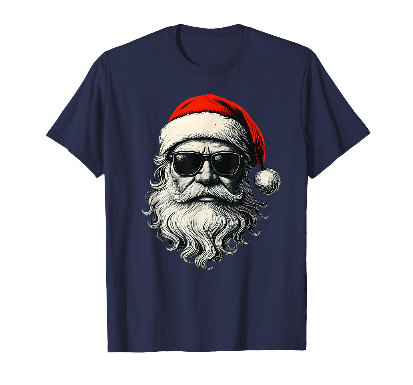 Santa Face Retro Sunglasses Funny Christmas Pajama Mens Boys T-Shirt