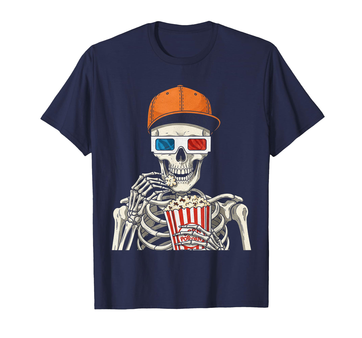 Skeleton Watch Horror Halloween Fun Spooky Skeleton Popcorn T-Shirt