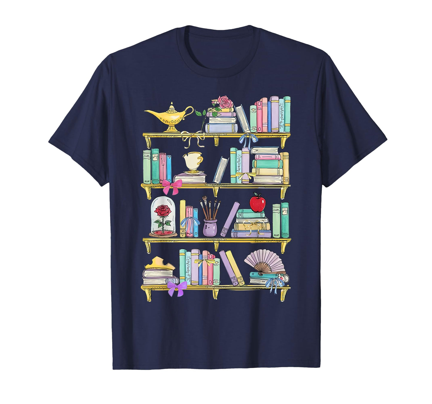 Belle's Bookshelf Book Lover Coquette Reader Women Girl T-Shirt