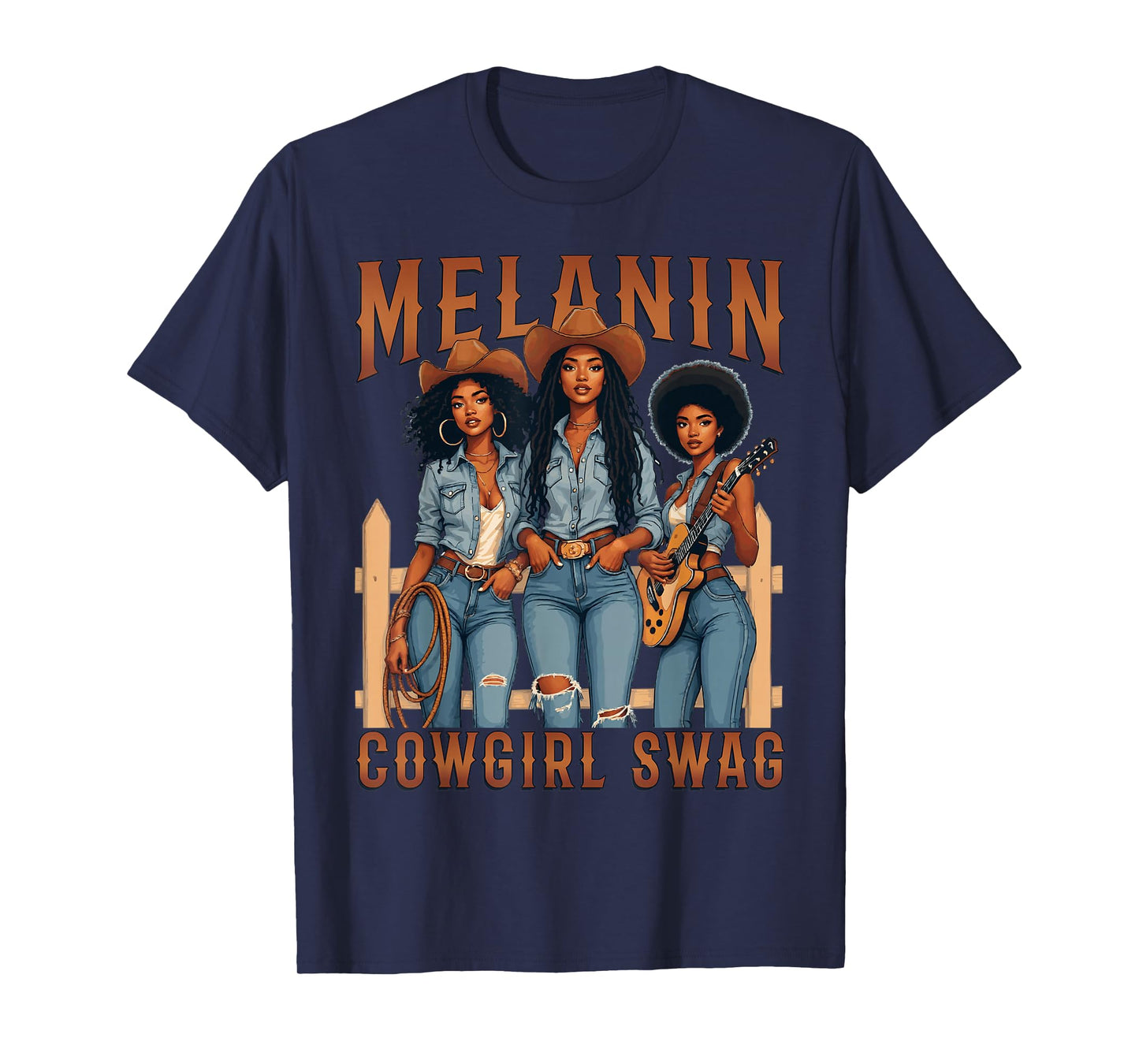 Melanin Cowgirls Black History Month African Melanin Pride T-Shirt