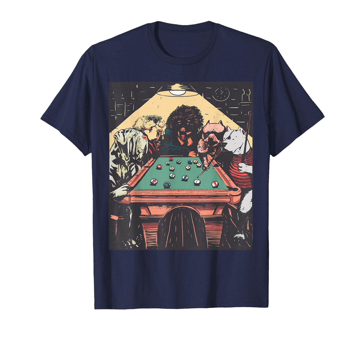 GAME NIGHT TIME DOGS ON BILLIARDS POOL TABLE SHOOTING 8 BALL T-Shirt