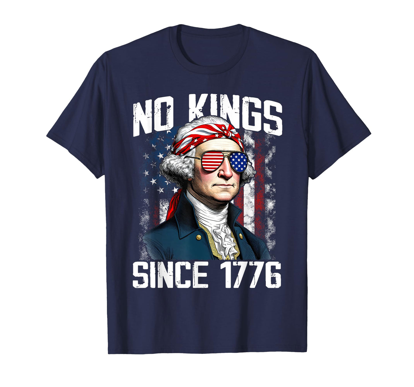 No Kings in America Since 1776 Distressed USA Flag Vintage T-Shirt