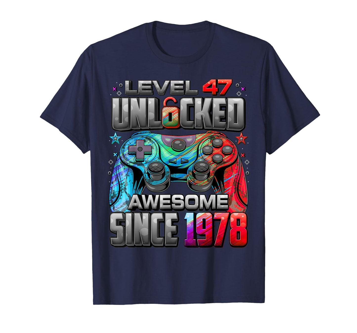 Level 47 Unlocked Awesome Since 1978 47th Birthday Gaming T-Shirt