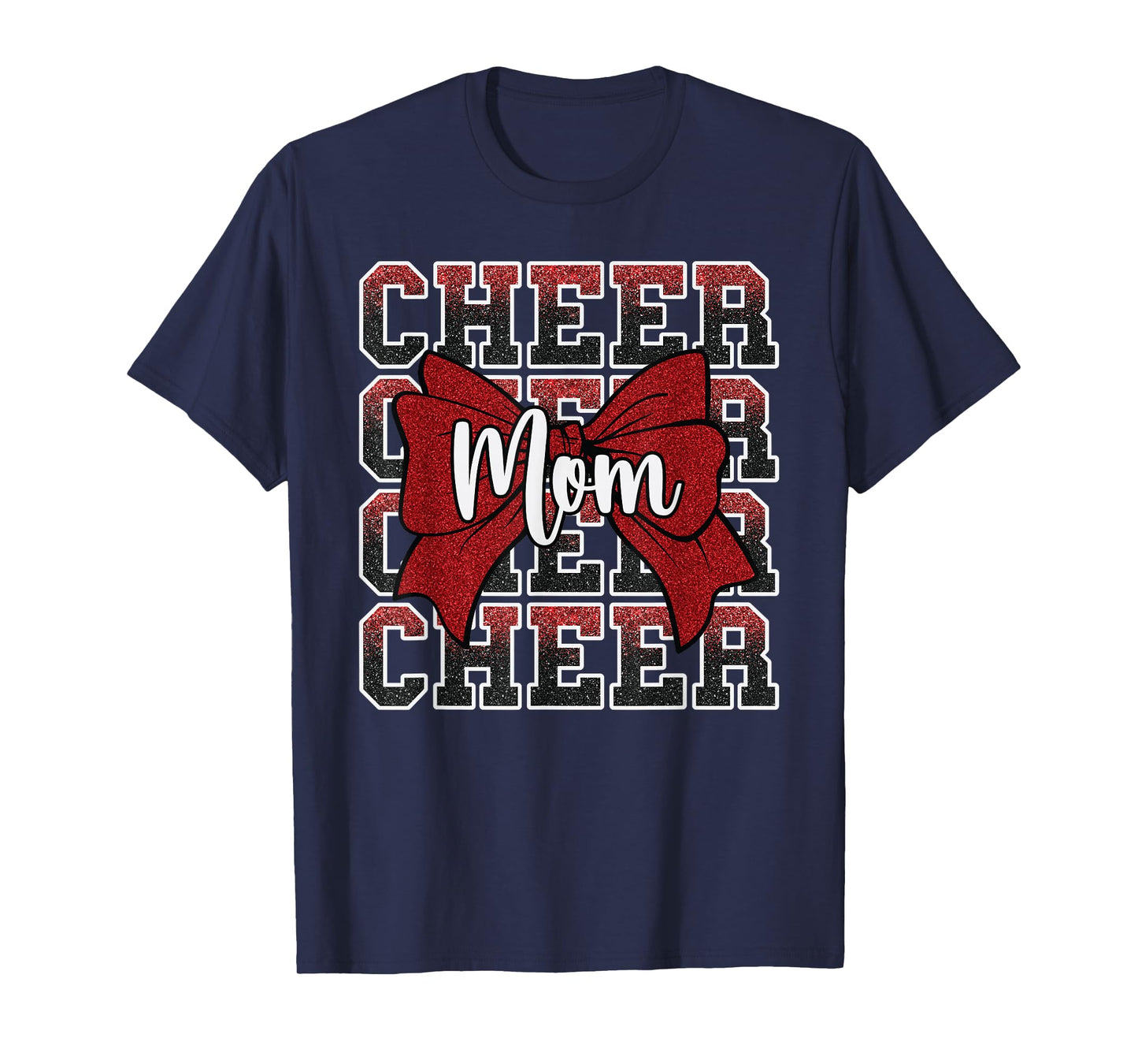 Cheer Mom Mama Bow Sport Cheerleader Cheerleading Red T-Shirt
