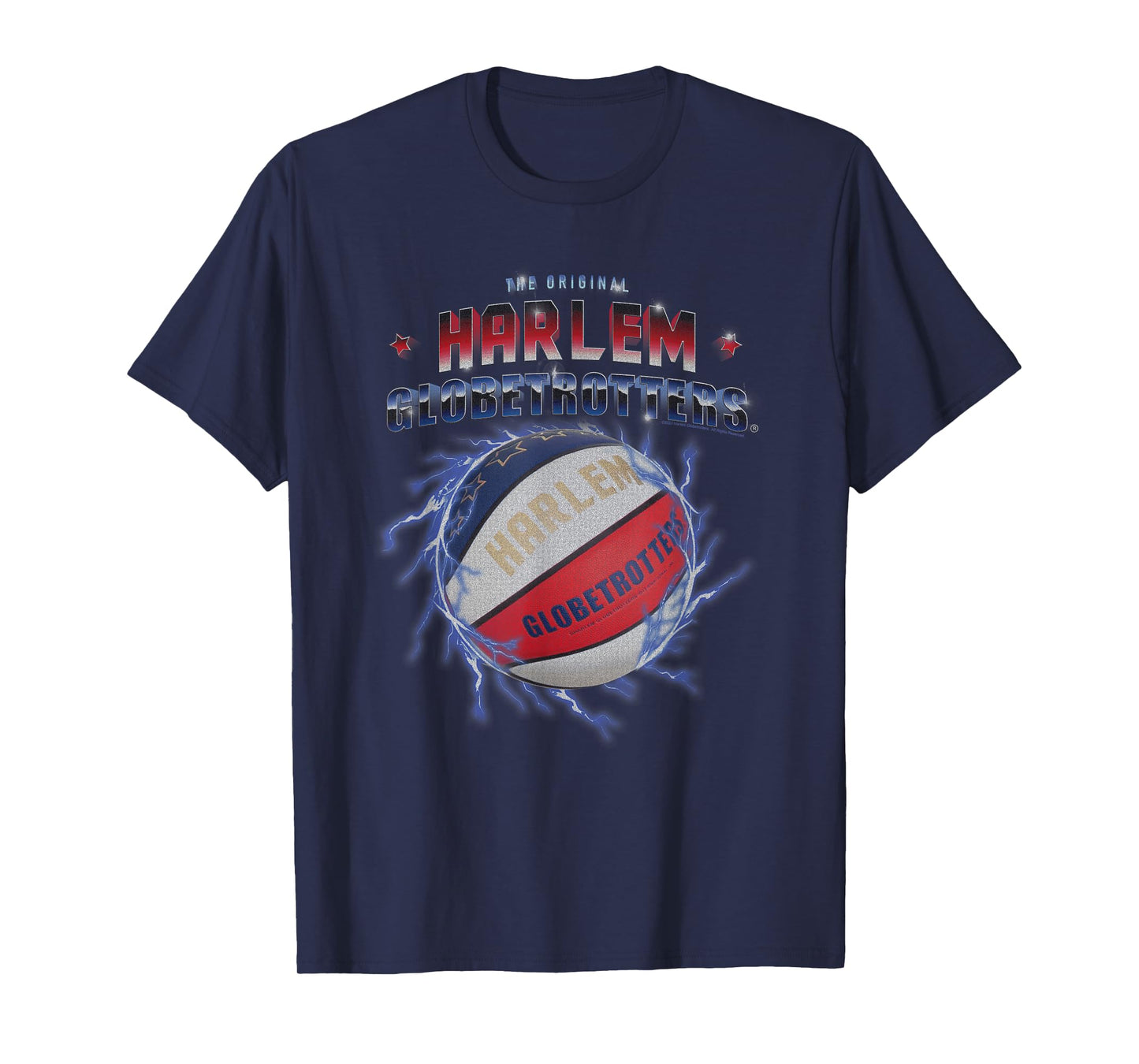 Harlem Globetrotters Basketball Chrome Logo with Lightning T-Shirt
