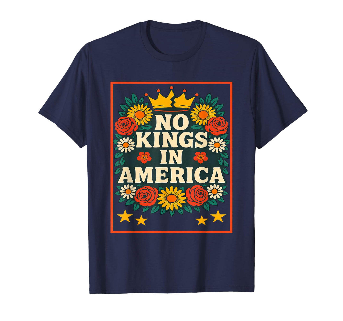No Kings in America Patriotic Democracy Freedom Retro T-Shirt