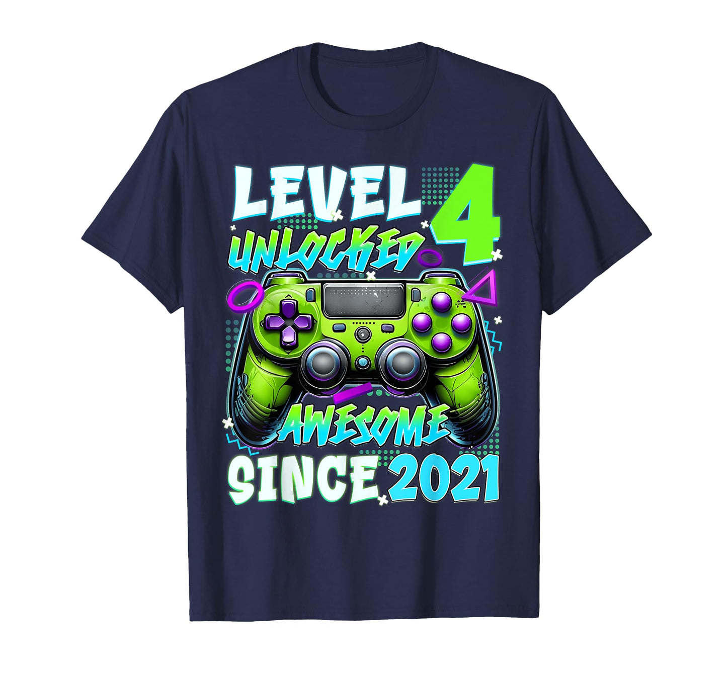 4th Birthday Video Game Level 4 Unlocked Awesome Since 2021 T-Shirt