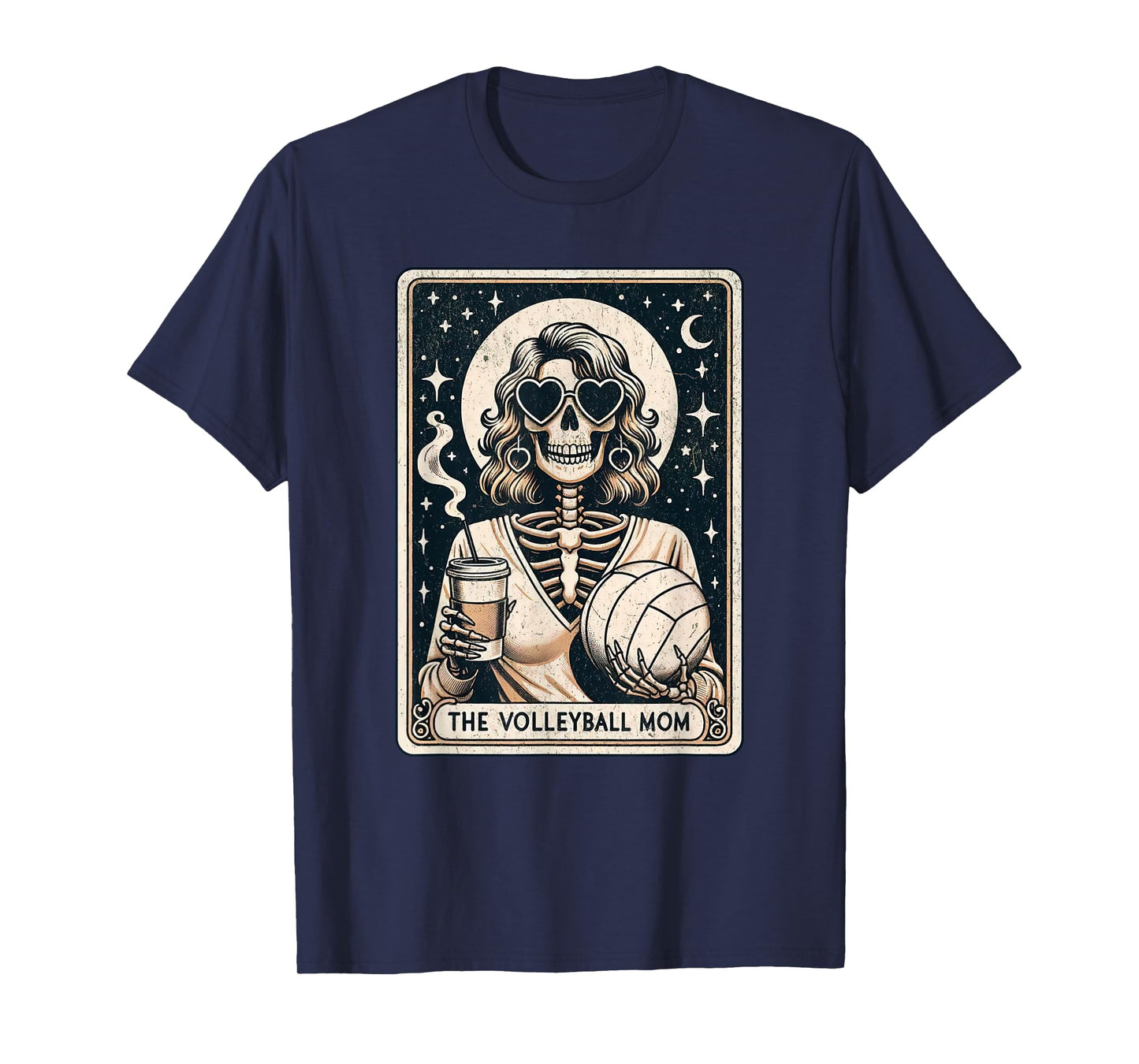 Volleyball Mom Tarot Card Skeleton Volleyball Mama Coffee T-Shirt
