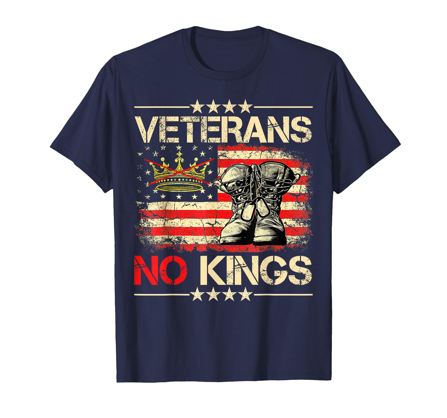 Veterans No Kings Military Protest USA Flag America T-Shirt
