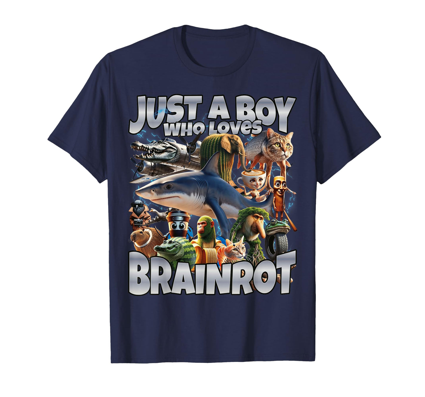 Just A Boy Who Loves Brain Red T-Shirt
