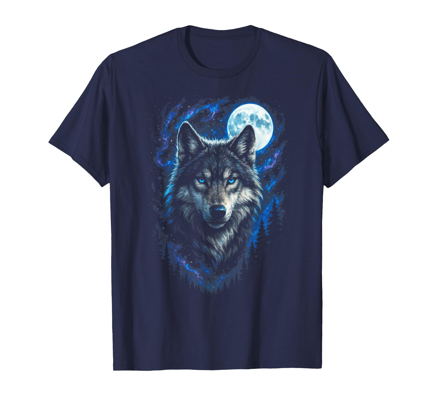 Wolf Nature Fantasy Night Wilderness Art T-Shirt