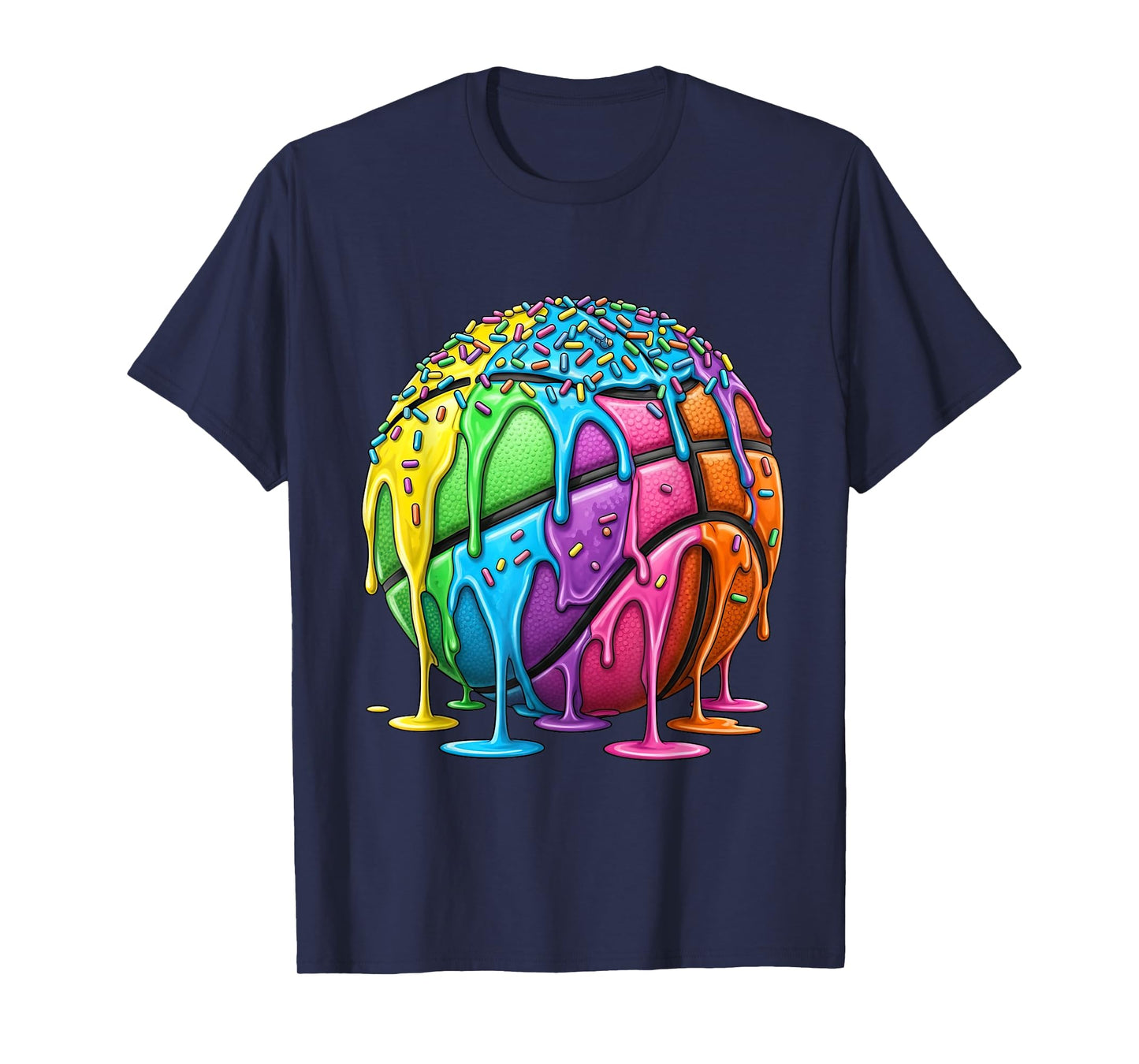 Basketball Ice Cream Drip for Boys Girls Dripping Basketball T-Shirt