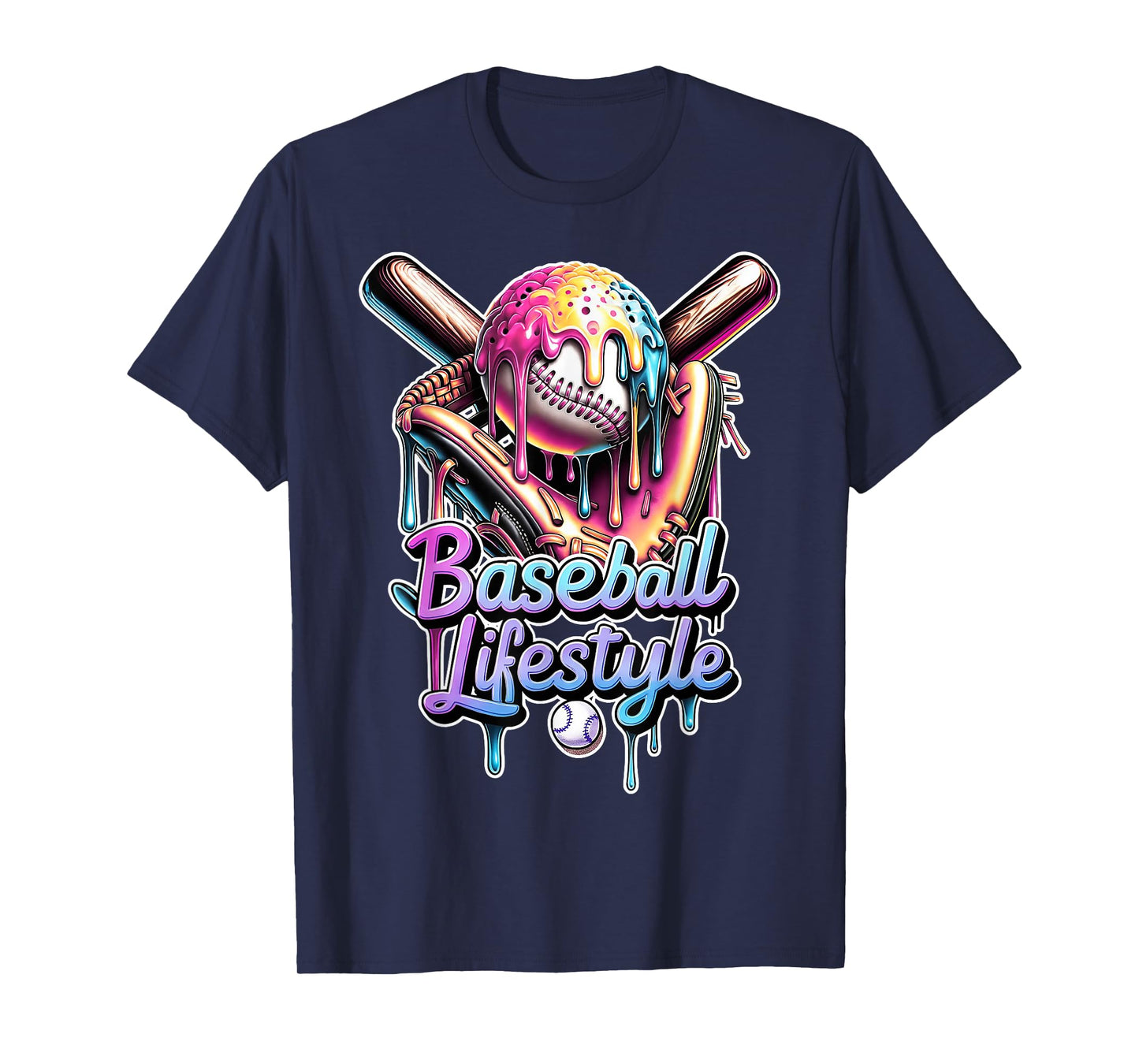 Baseball Lifestyle Ice Cream Drip Men Boys Kids Girl Women T-Shirt