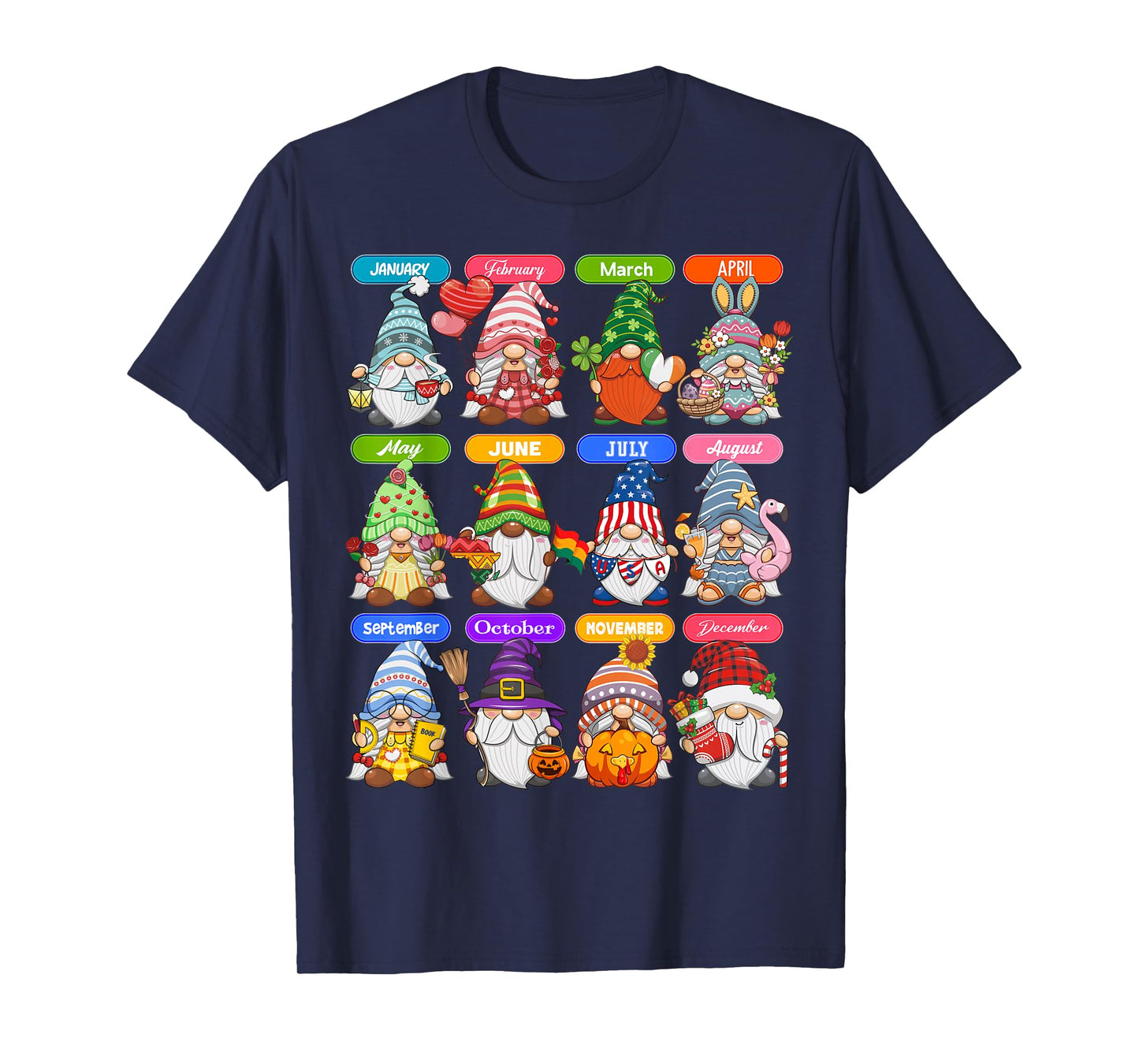 Cute Gnome Every Season Holiday Gnomes 12 Months of Gnomes T-Shirt