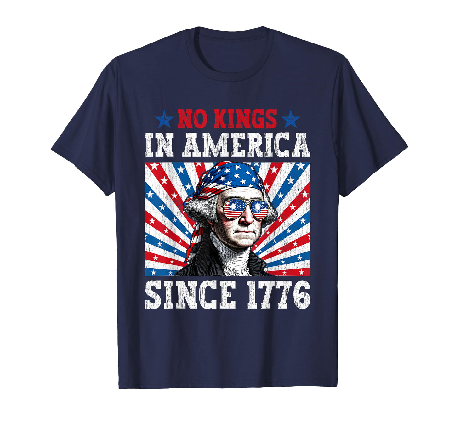 No Kings in America Since 1776 Distressed USA Flag Vintage T-Shirt
