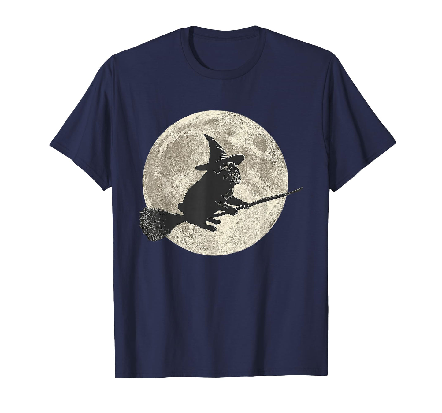 Cute Pug Ghost Witch Dog Lover Halloween Moon T-Shirt