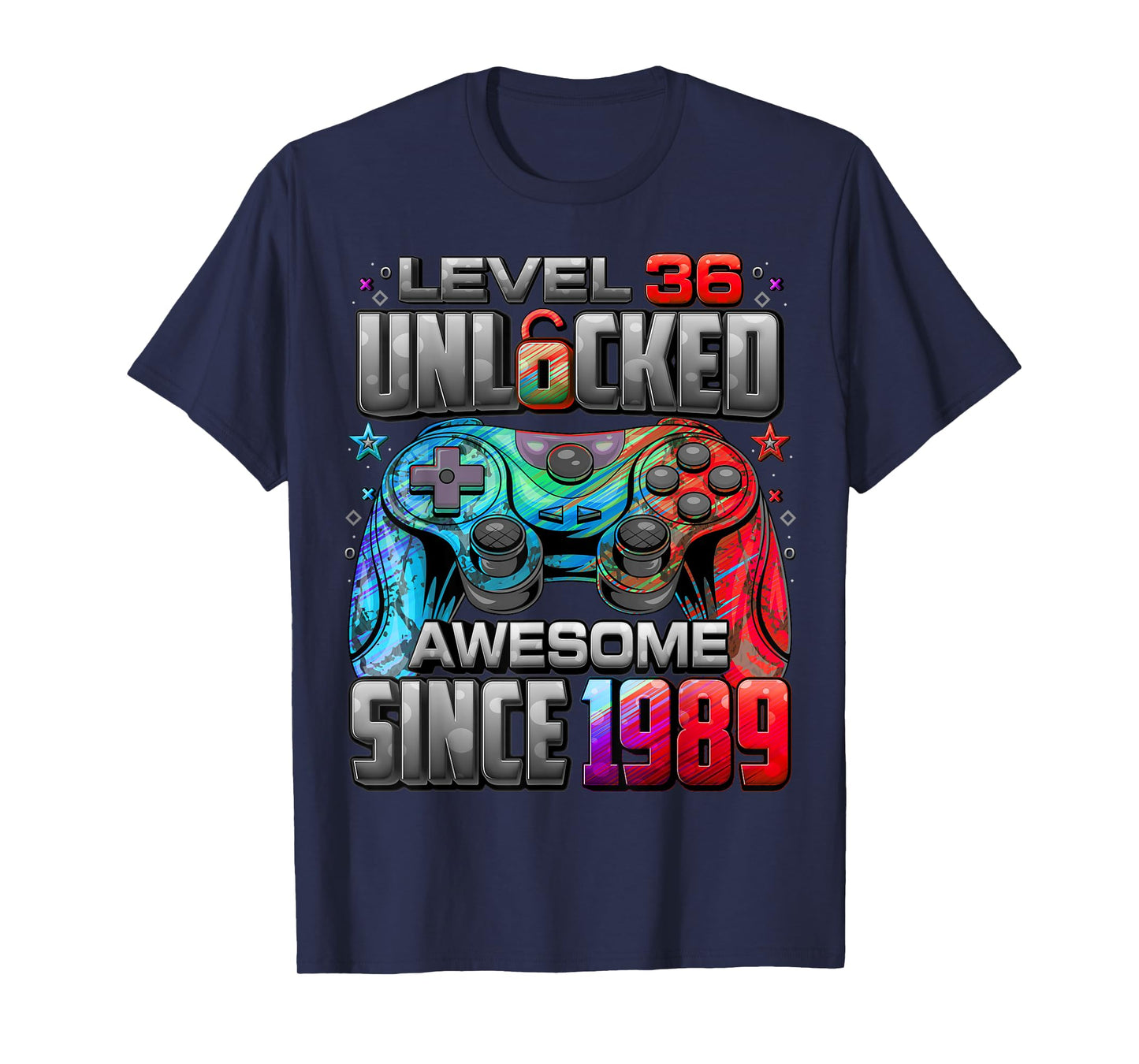 Level 36 Unlocked Awesome Since 1989 36th Birthday Gaming T-Shirt