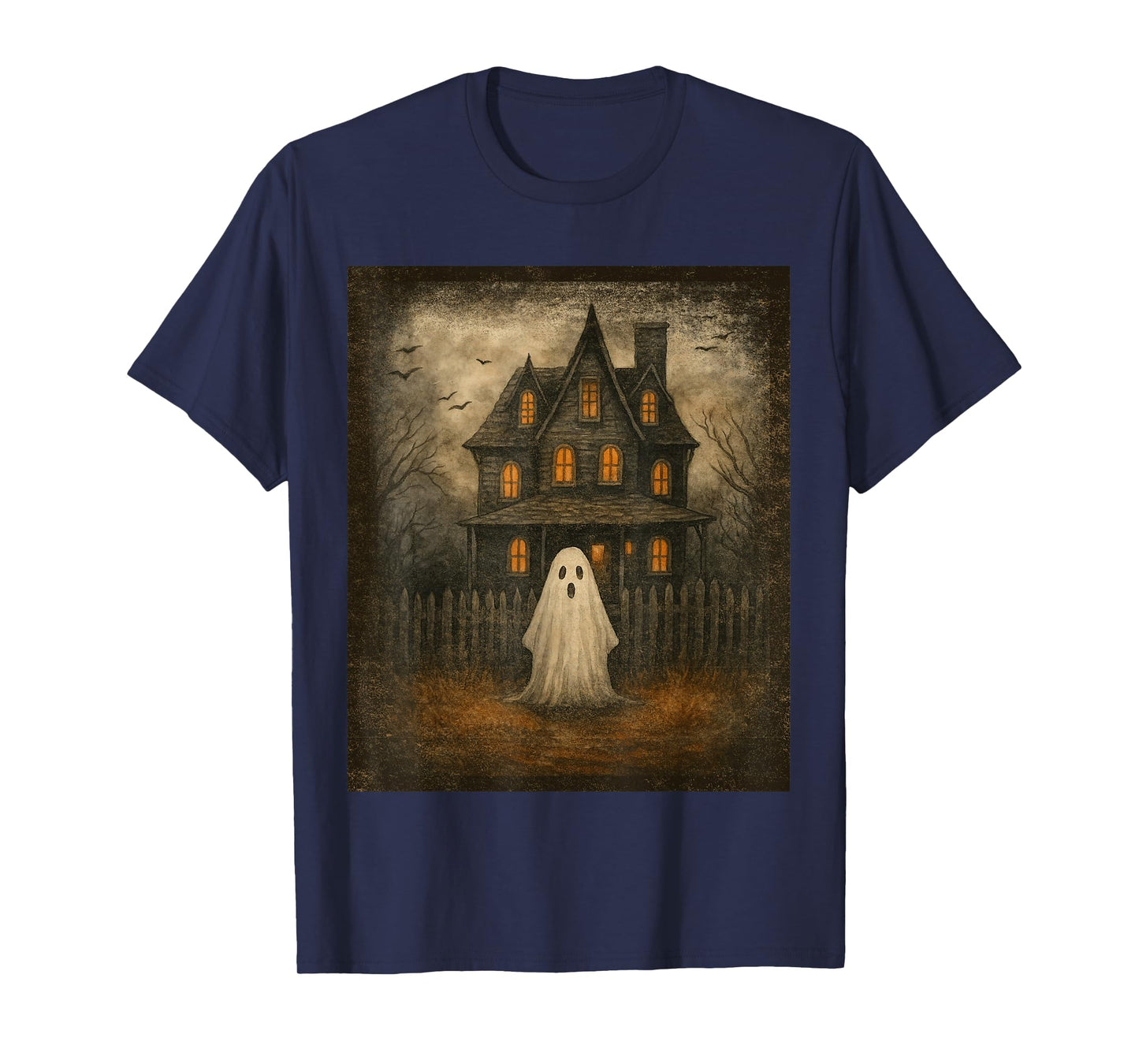Vintage Ghost Boo Haunted House Halloween Costumes Boy Men T-Shirt