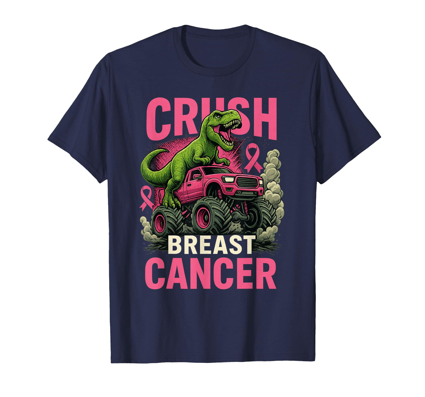 Crush Breast Cancer Awareness Monster Truck Toddler Boy Kids T-Shirt