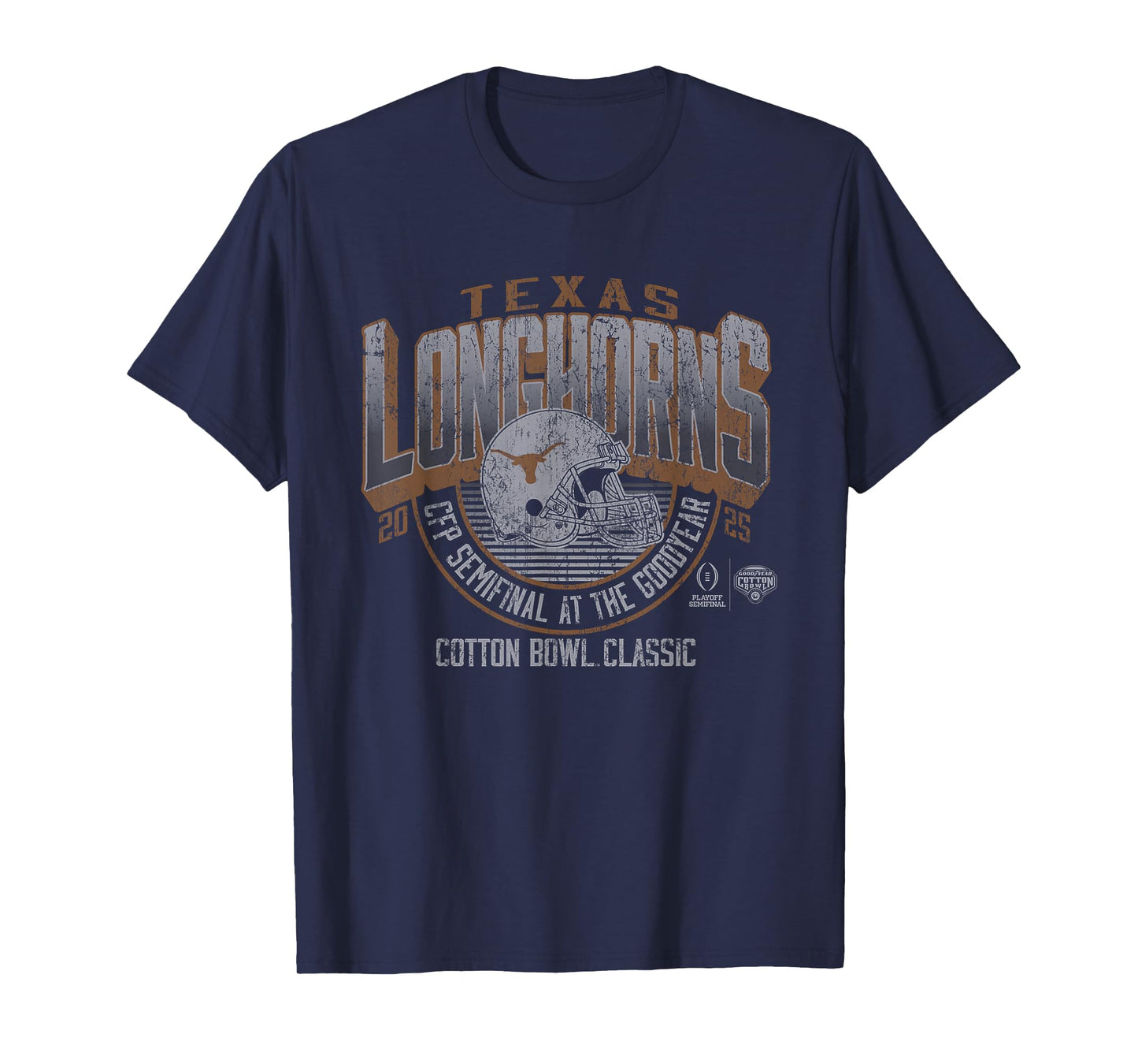 Elite Authentics Texas Longhorns Unisex-Adults & Kids Retro Black Cotton Bowl 2024-25 CFP Semifinal T-Shirt