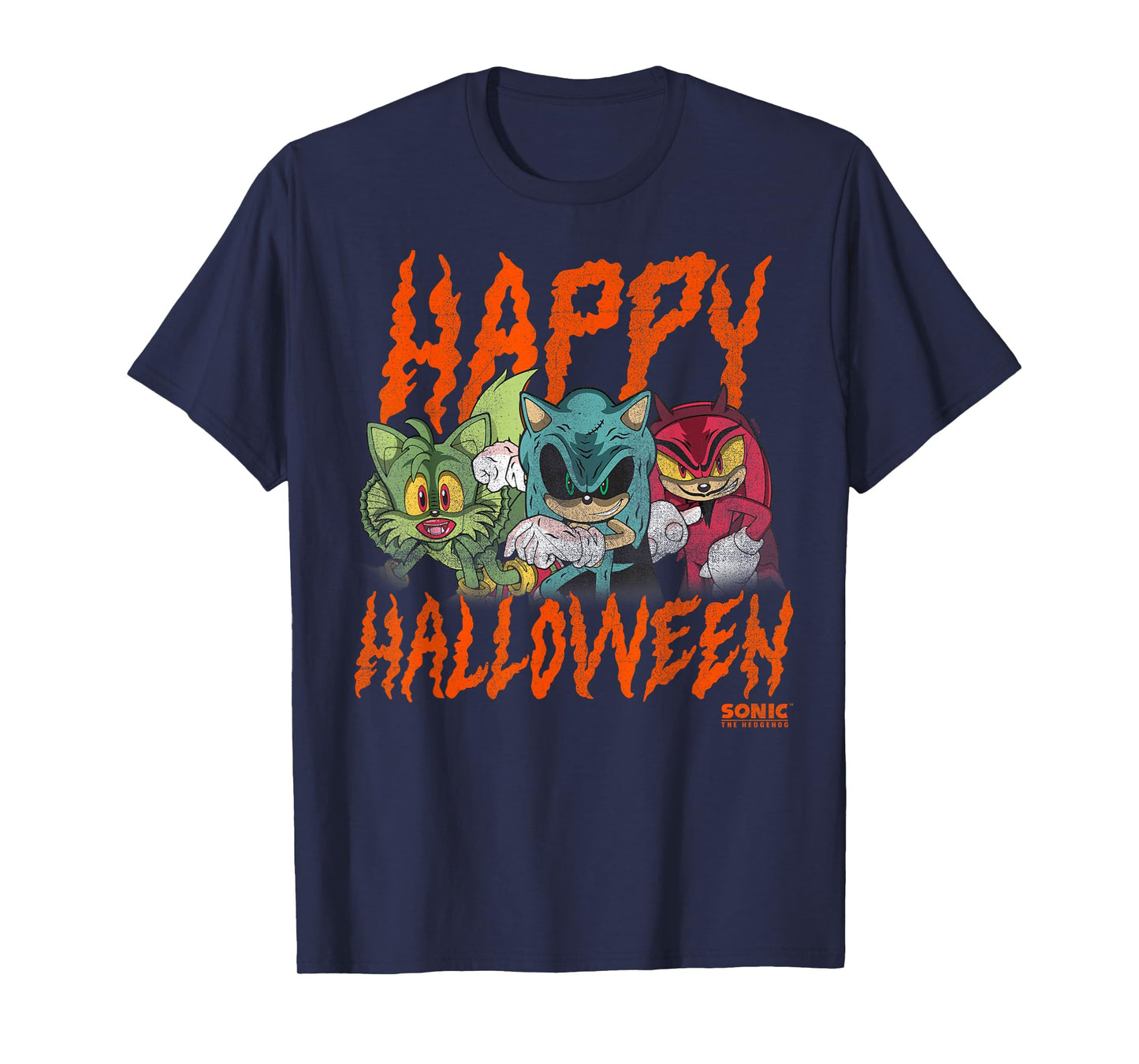 Sonic The Hedgehog Halloween Happy Halloween Distressed T-Shirt