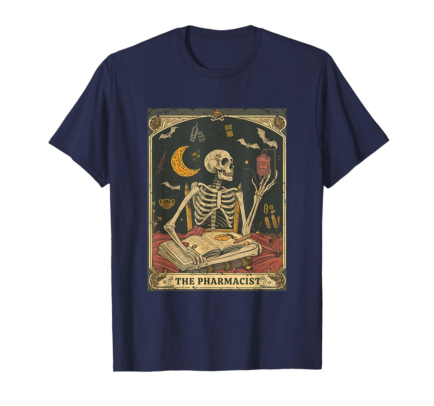 Pharmacist Skeleton Tarot Card Pharmacy Tech Medical Student T-Shirt