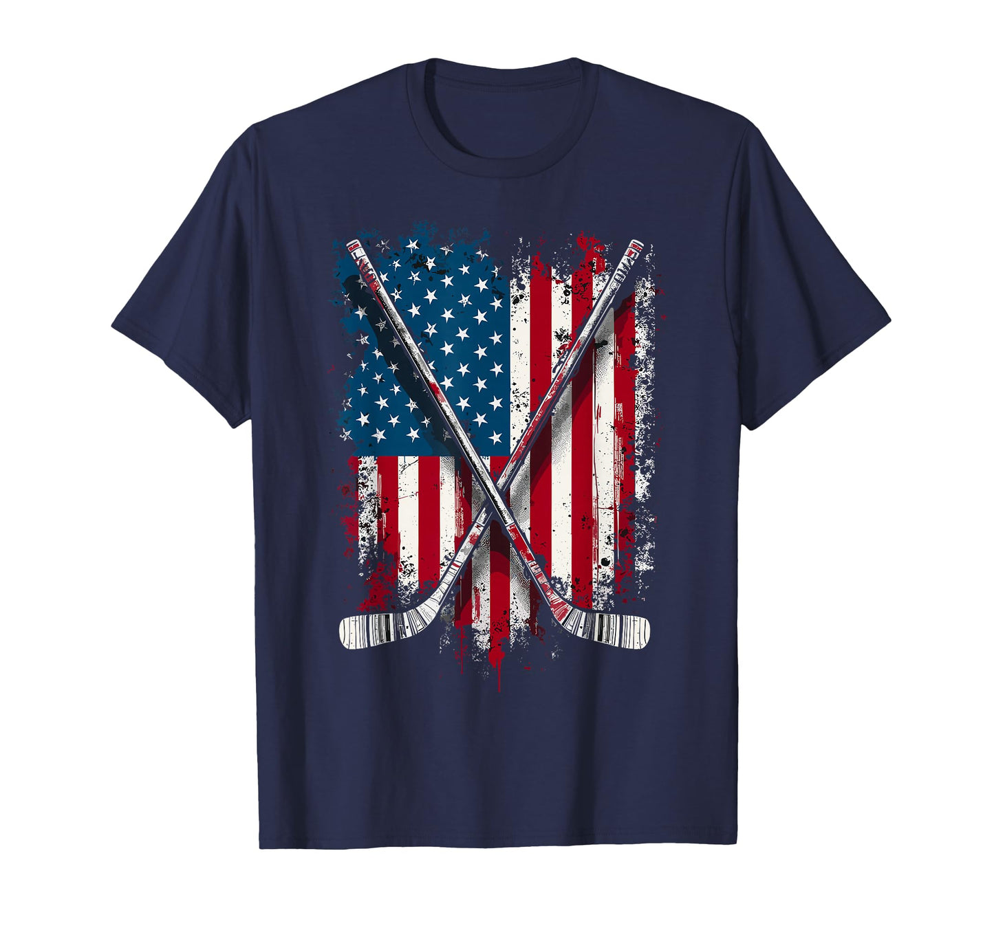 Hockey Stick USA Flag Hockey Player T-Shirt