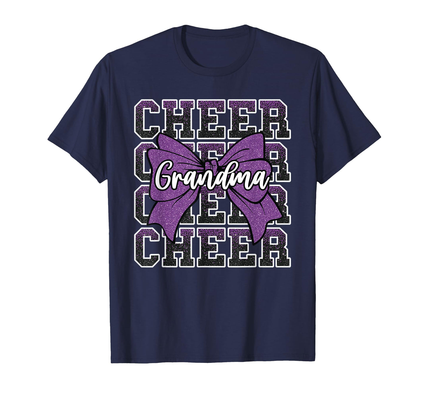 Cheer Grandma Bow Sport Cheerleader Cheerleading Purple T-Shirt