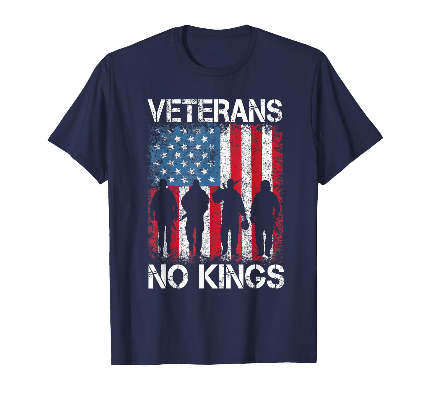 Veterans No Kings Vintage Military America Flag Veterans Day T-Shirt