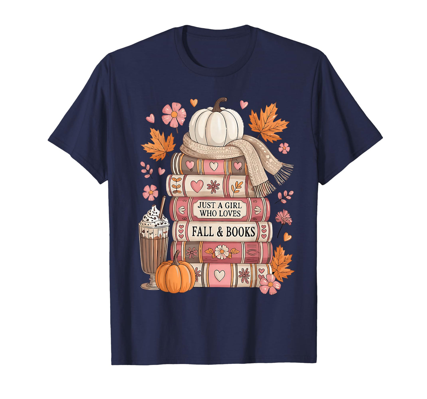 Just A Girl Who Loves Fall & Book Autumn Reading Book Lover T-Shirt