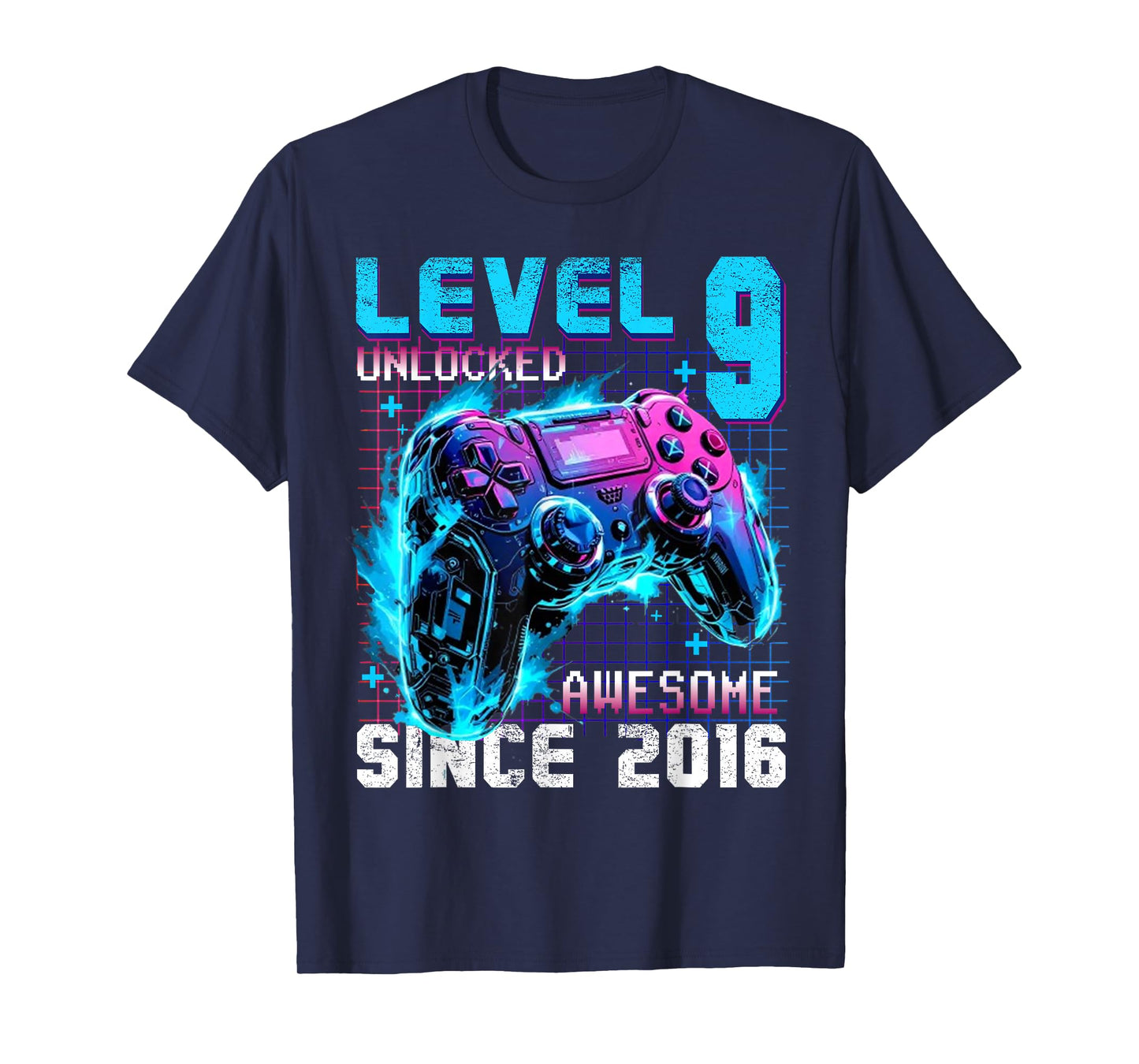 Level 9 Unlocked Awesome Since 2016 9th Birthday Gaming T-Shirt